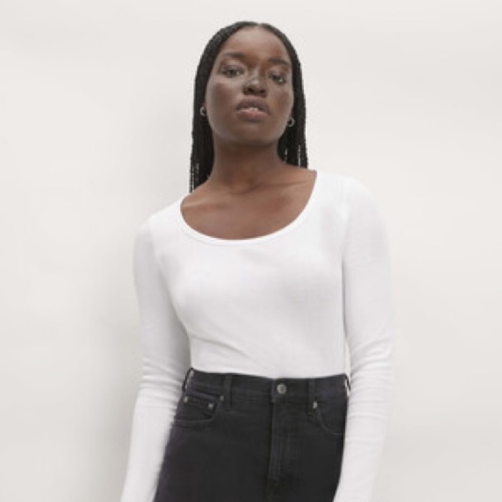 Everlane Pima Cotton Cropped Scoop Neck Long Sleeve